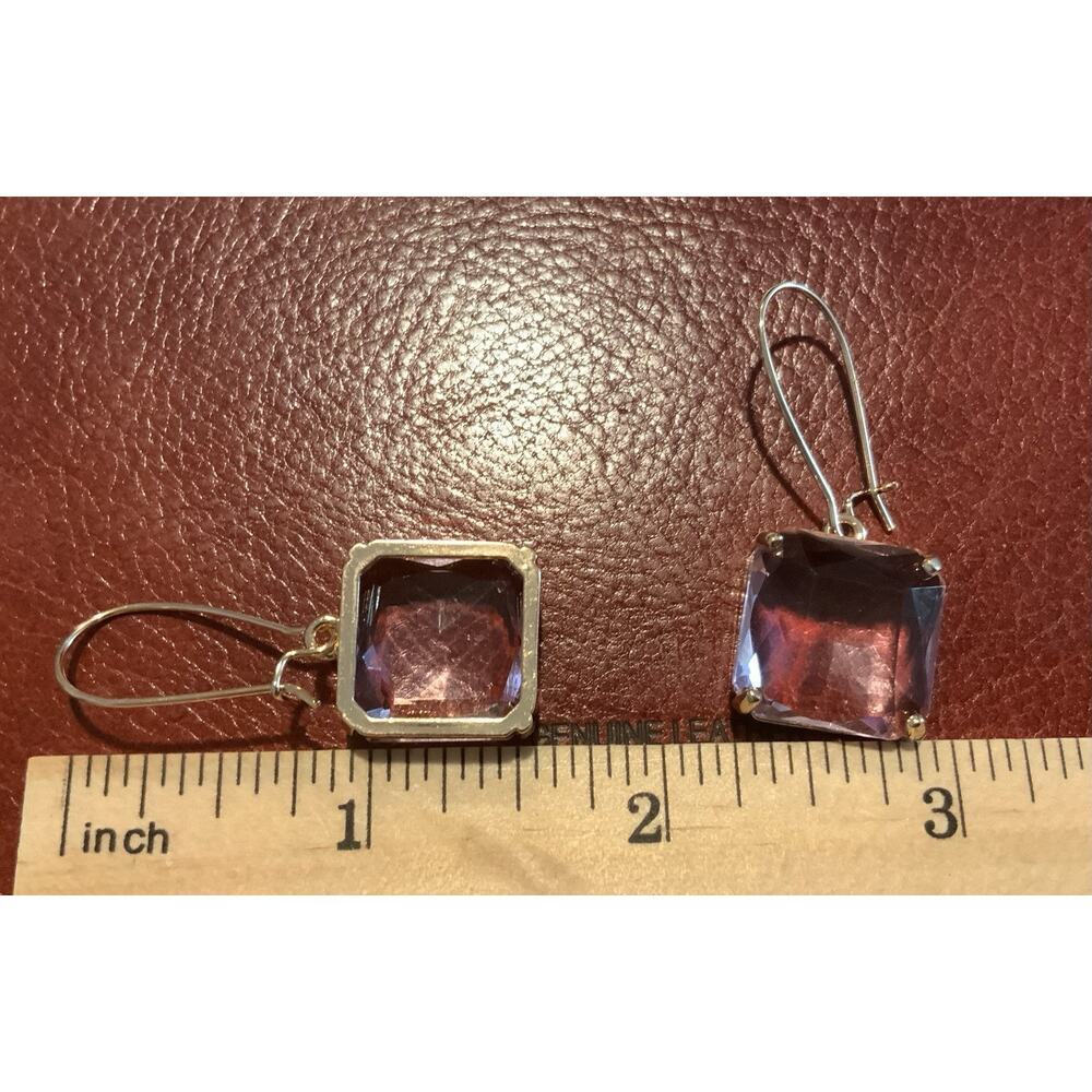 Anthropologie Clear Geometric Earrings Lucite CZ Gold Hoop Boho Statement Y2K - Picture 5 of 6
